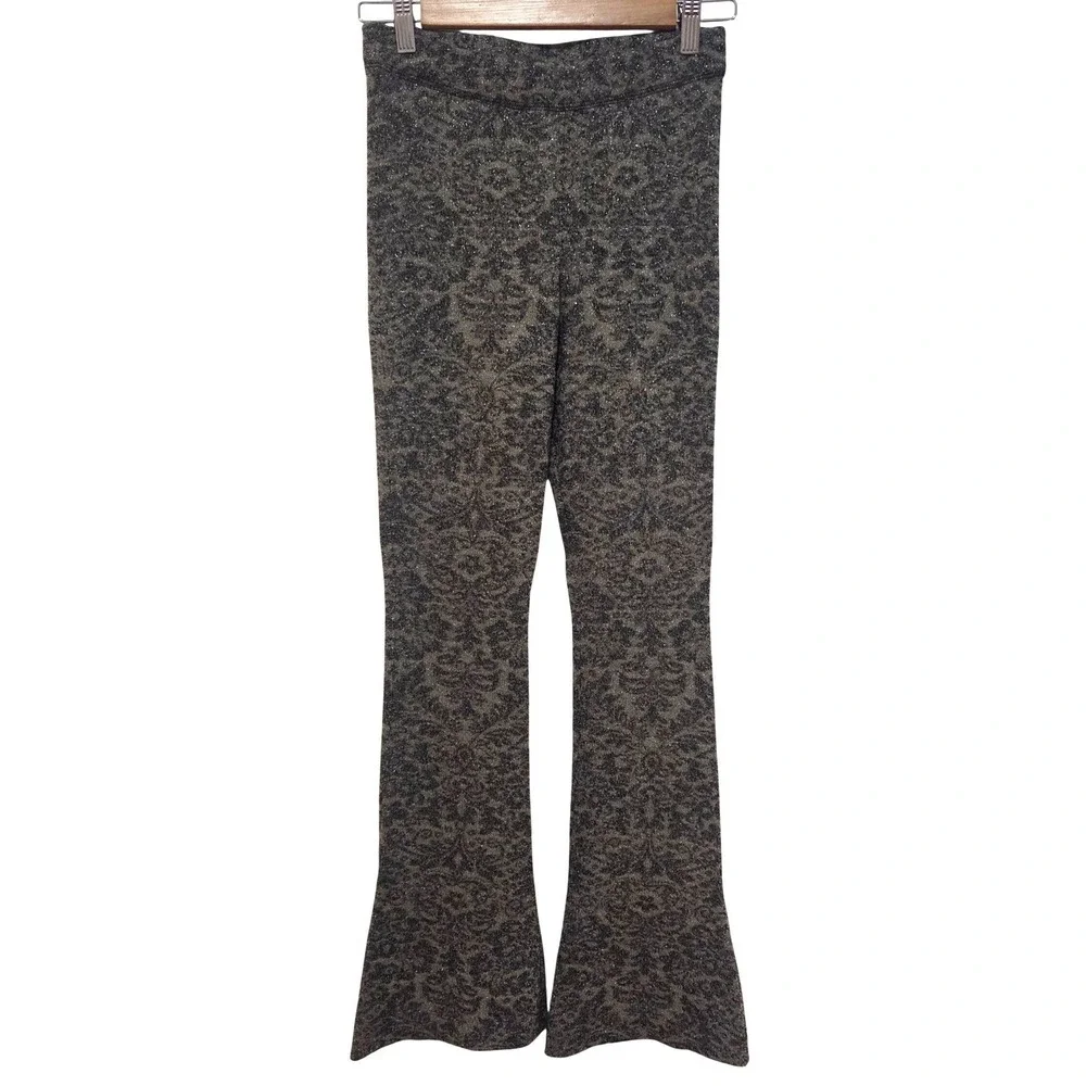 Free‎ People Printed Metallic Flare Leggings Pants XS
